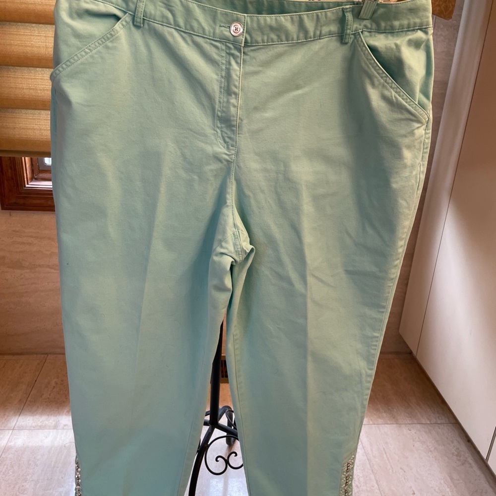 HEARTS of PALM Woman Mint Green Suit JACKET Sz 16W/Pants Sz 18W Beaded accents - Picture 12 of 16